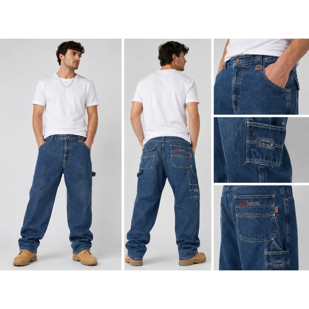 Ecko Unltd Baggy Carpenter Jeans Mens  Fits 40x32  Embroidered Y2k Vintage